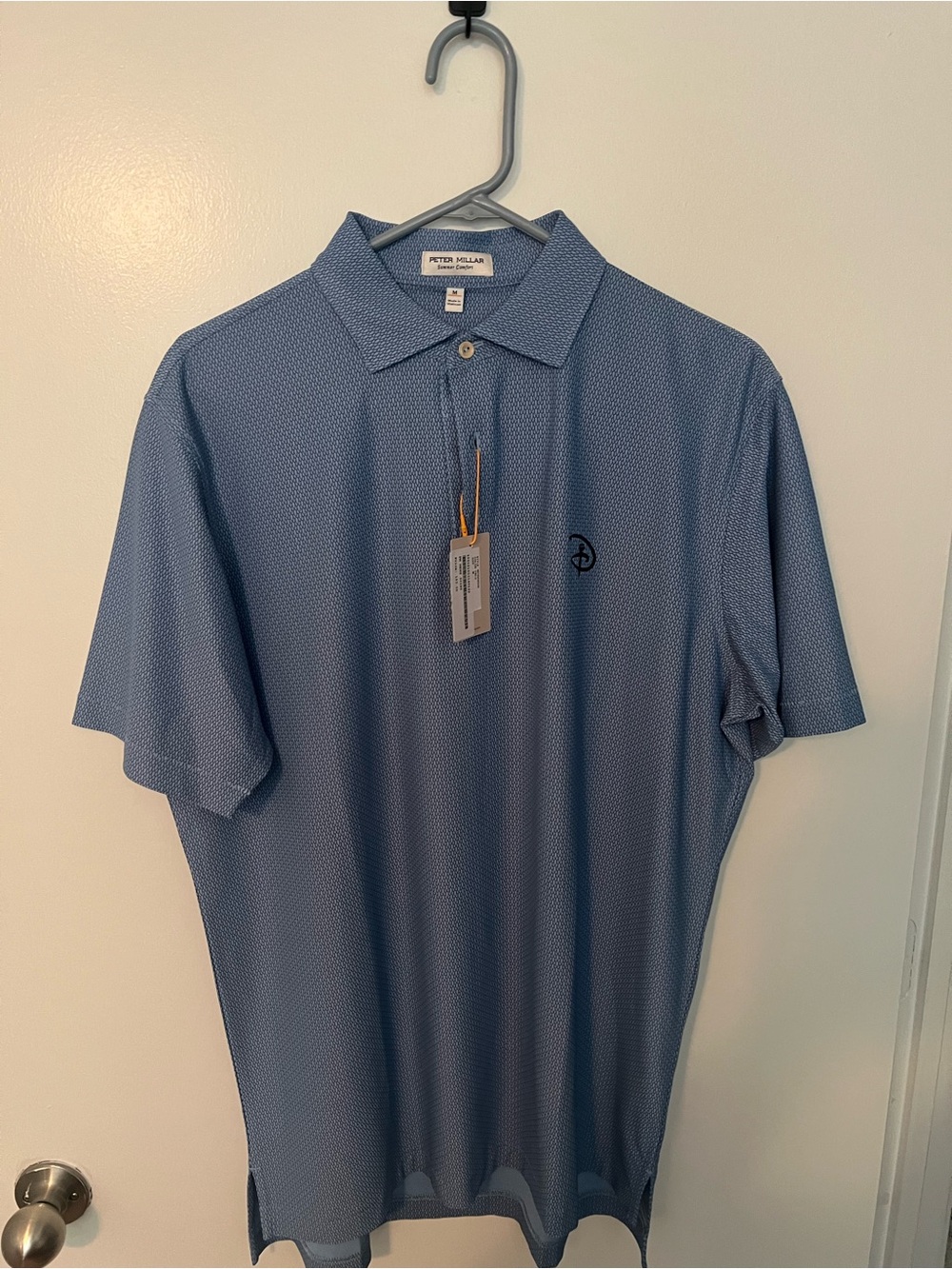 Peter Millar Disney World Golf Light Blue Micro-Pattern Polo
